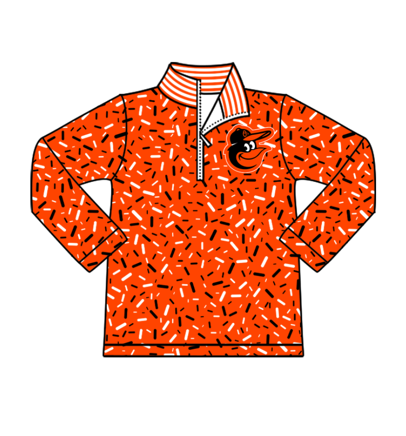 Preorder(moq 8)Baby Boys Orange Sprinkles Zipper Team Pullovers Top