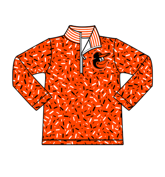 Preorder(moq 8)Baby Boys Orange Sprinkles Zipper Team Pullovers Top