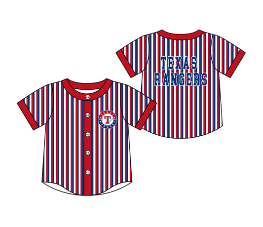 Preorder moq 5 Baby Boys Short Sleeve Texas Rangers Team Button Stripe Shirts Top