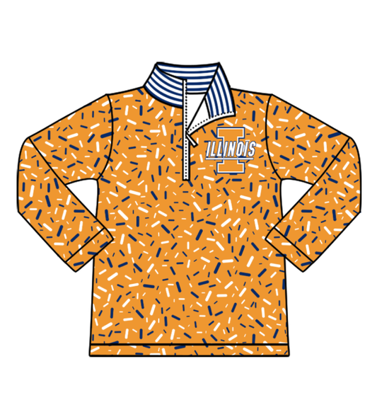 Preorder(moq 8)Baby Boys Yellow Sprinkles Zipper ILLINOIS Team Pullovers Top