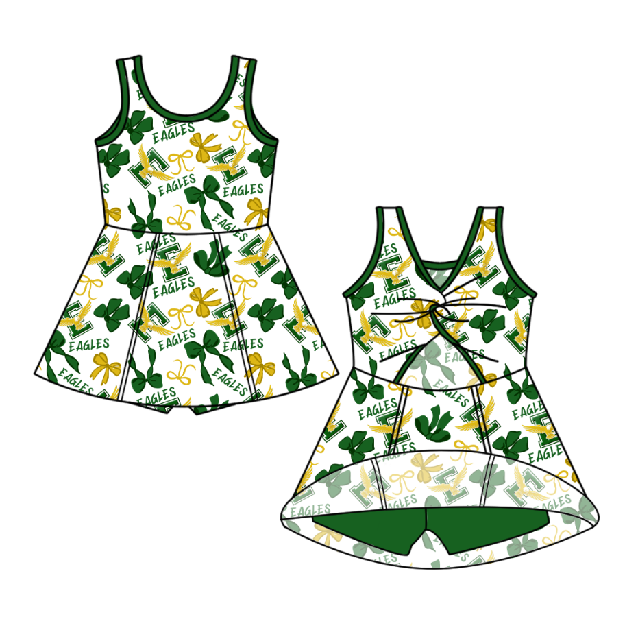 Preorder (moq 5)Baby Girls Sleeveless Bows Team Short Knee Length Dresses