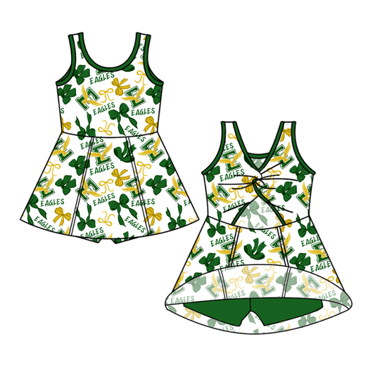 Preorder (moq 5)Baby Girls Sleeveless Bows Team Short Knee Length Dresses