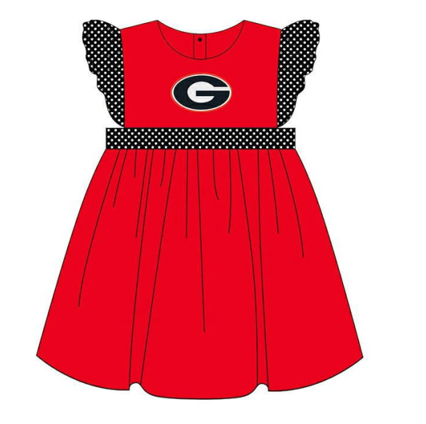 Preorder moq 5 Baby Girls Flutter Sleeve G Team Knee Length Dresses