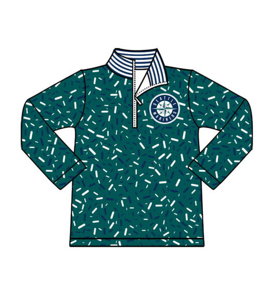 Preorder(moq 8)Baby Boys Green Sprinkles Zipper Seattle Team Pullovers Top