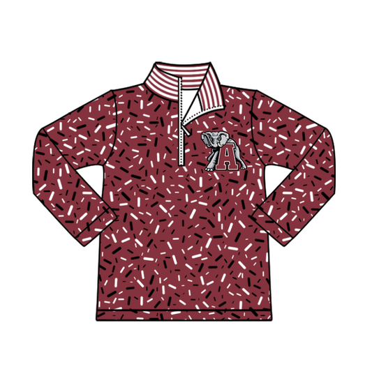 Preorder(moq 8)Baby Boys Dark Red Sprinkles Zipper A Elephants Team Pullovers Top