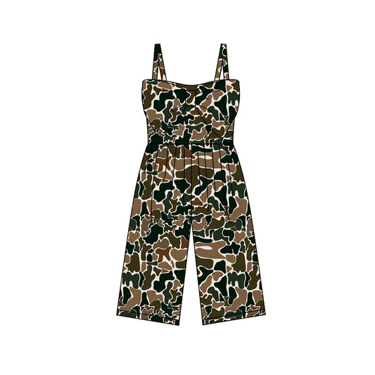 Preorder (moq 5)Baby Girls Southern Dark Brown Camo Pants Jumpsuits