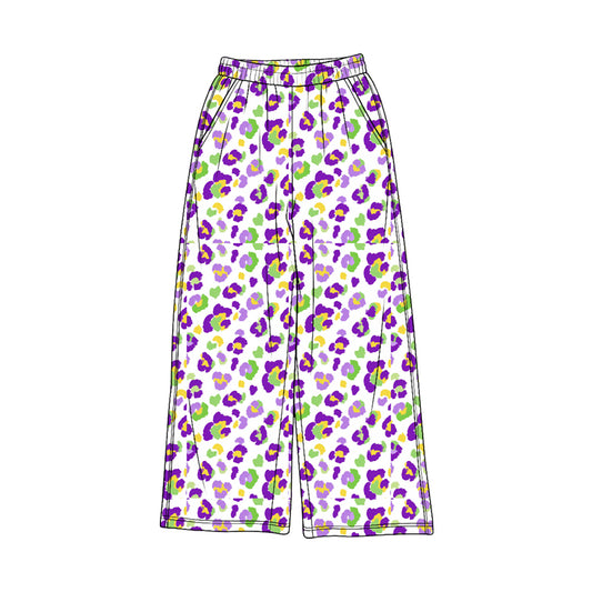 Pre-order(moq5) Girls’ Camouflage Wide-Leg Pants, Elastic-Waist Casual Straight-Leg Long Trousers