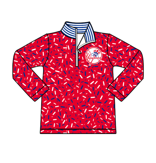 Preorder(moq 8)Baby Boys Red Sprinkles Zipper Team Pullovers Top