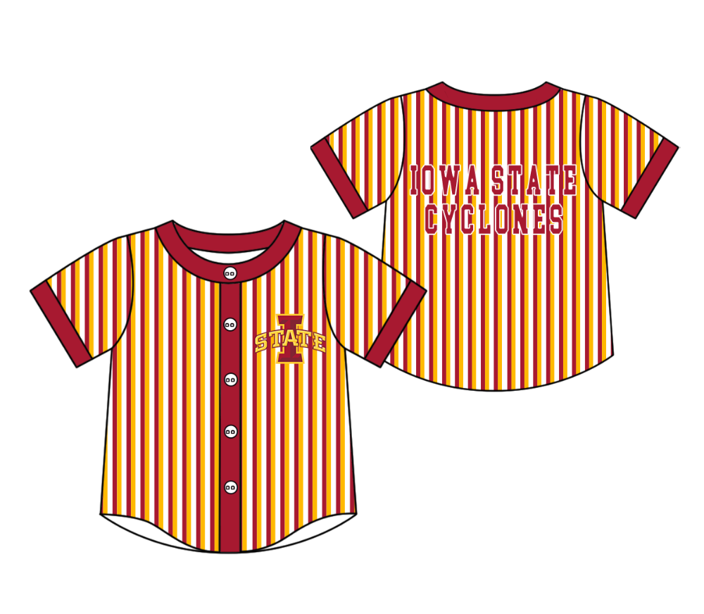 Preorder moq 5 Baby Boys Short Sleeve I State Team Button Stripe Shirts Top