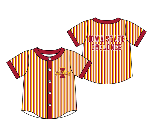 Preorder moq 5 Baby Boys Short Sleeve I State Team Button Stripe Shirts Top