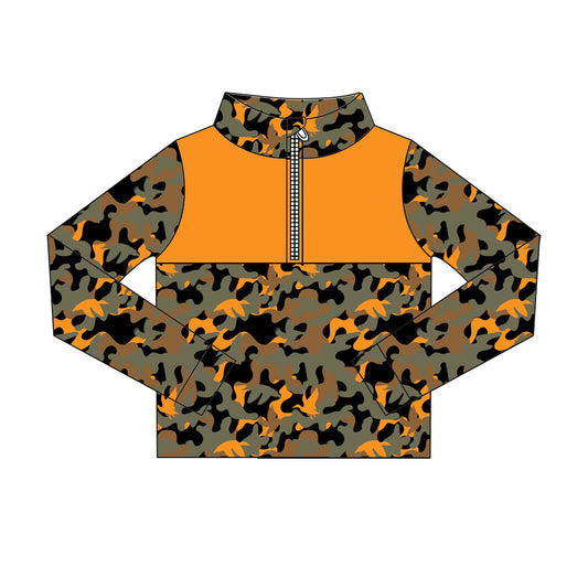 Preorder (moq 5)Baby Boys Long Sleeve Ducks Camo Hunting Zip Pullovers Tops