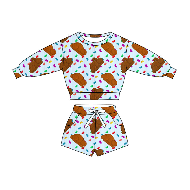 Preorder (moq 5)Baby Boys Colorful Candy Rabbits Top Pockets Shorts Easter Clothes Sets