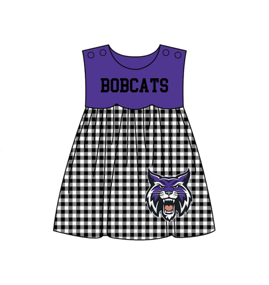 Preorder moq 5 Baby Girls Sleeveless Bobcats Team Knee Length Dresses