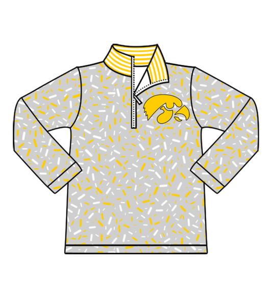Preorder(moq 8)Baby Boys Grey Sprinkles Zipper Eagles Team Pullovers Top