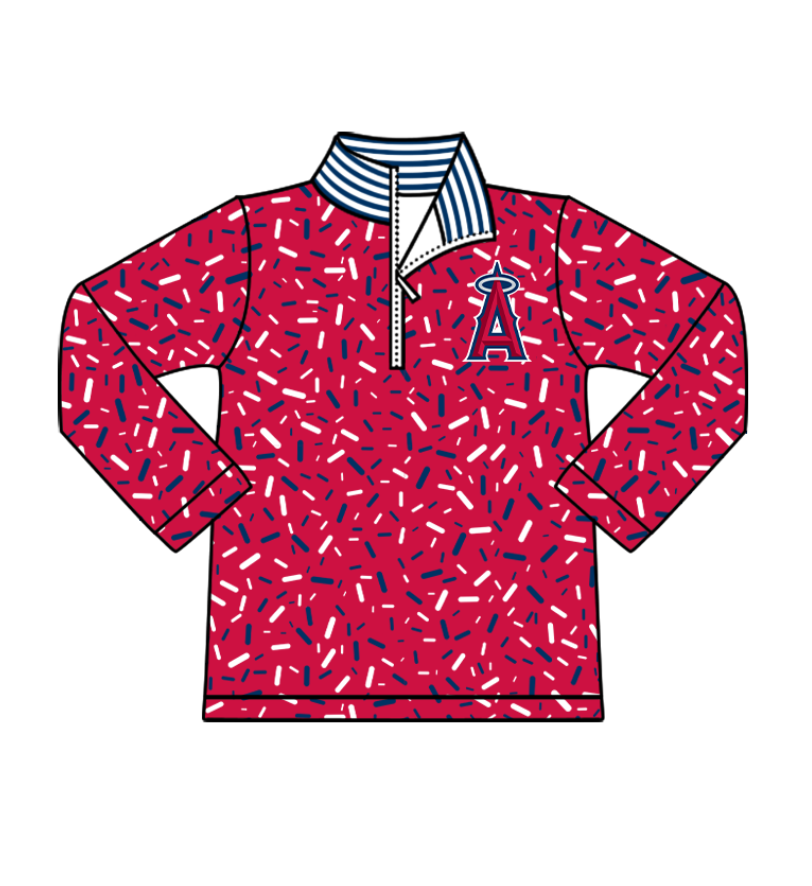Preorder(moq 8)Baby Boys Red Sprinkles Zipper A Team Pullovers Top