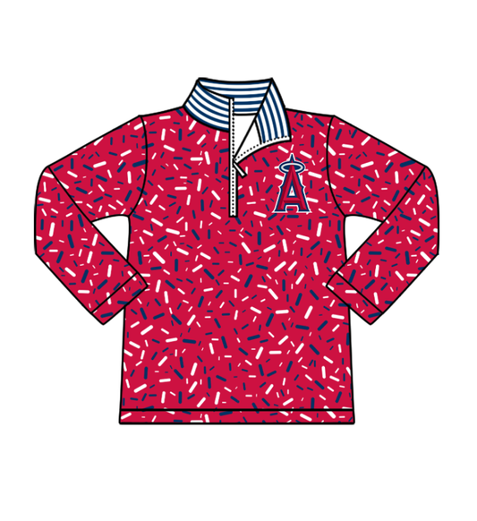 Preorder(moq 8)Baby Boys Red Sprinkles Zipper A Team Pullovers Top