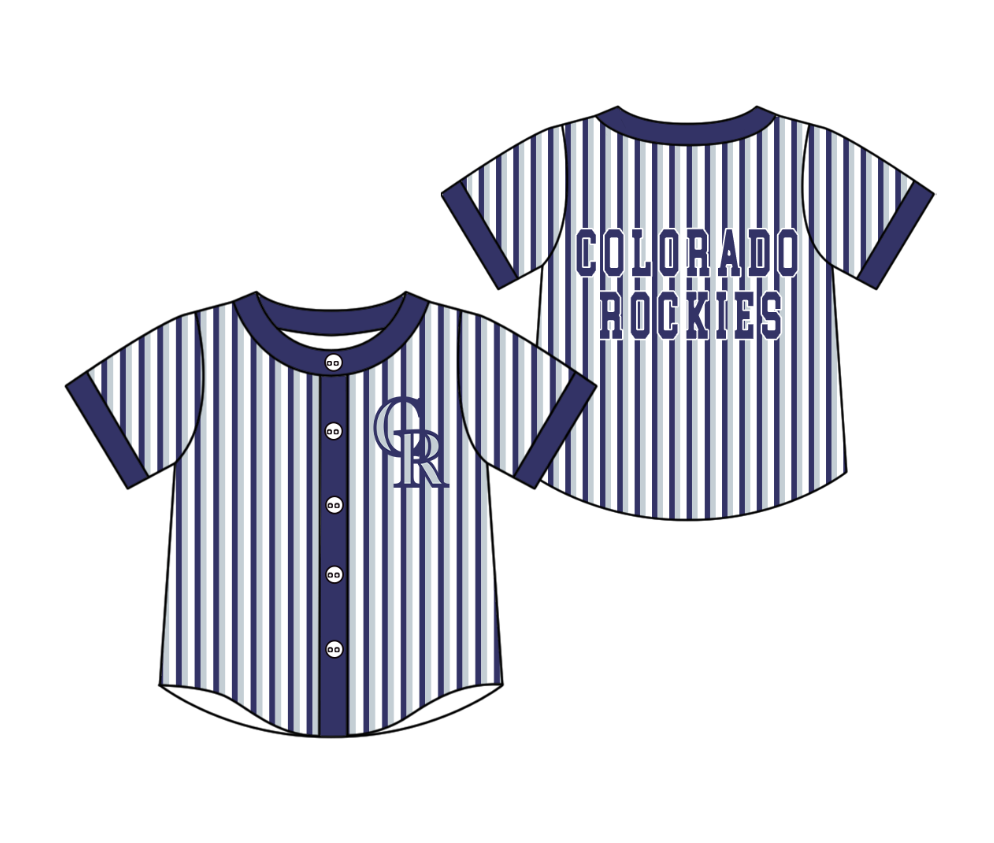 Preorder moq 5 Baby Boys Short Sleeve Colorado Rockies Team Button Stripe Shirts Top