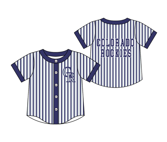 Preorder moq 5 Baby Boys Short Sleeve Colorado Rockies Team Button Stripe Shirts Top