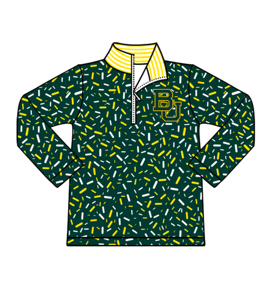 Preorder(moq 8)Baby Boys Green Sprinkles Zipper BU Team Pullovers Top