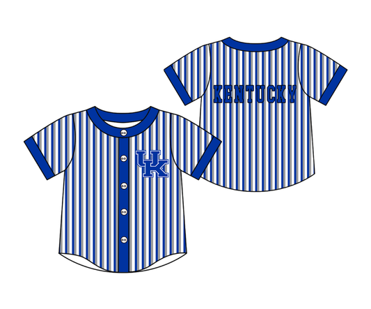 Preorder moq 5 Baby Boys Short Sleeve Kentucky Team Button Stripe Shirts Top