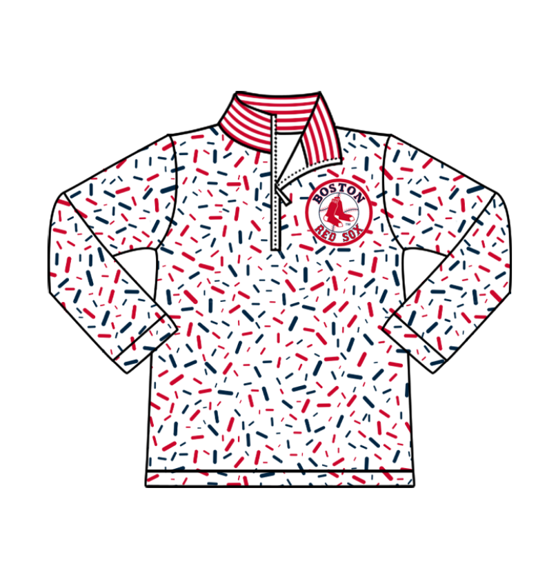 Preorder(moq 8)Baby Boys Sprinkles Zipper Boston Red Sox Team Pullovers Top