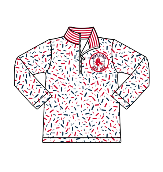 Preorder(moq 8)Baby Boys Sprinkles Zipper Boston Red Sox Team Pullovers Top