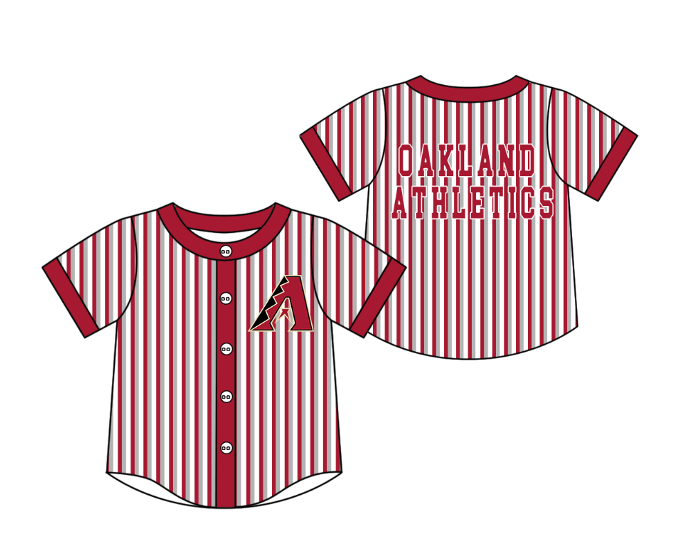 Preorder moq 5 Baby Boys Short Sleeve Oakland Athletics Team Button Stripe Shirts Top