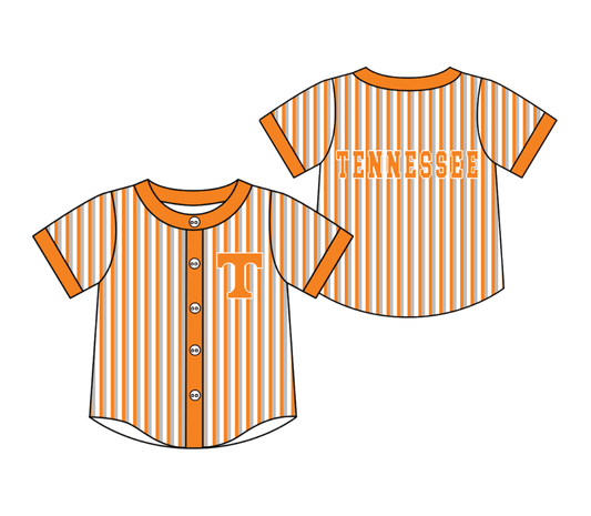 Preorder moq 5 Baby Boys Short Sleeve Tennessee Team Button Stripe Shirts Top