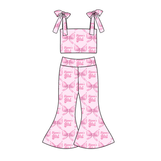 Preorder (moq 5)Baby Girls Mama's Girl Bows Straps Top Bell Pants Clothes Sets