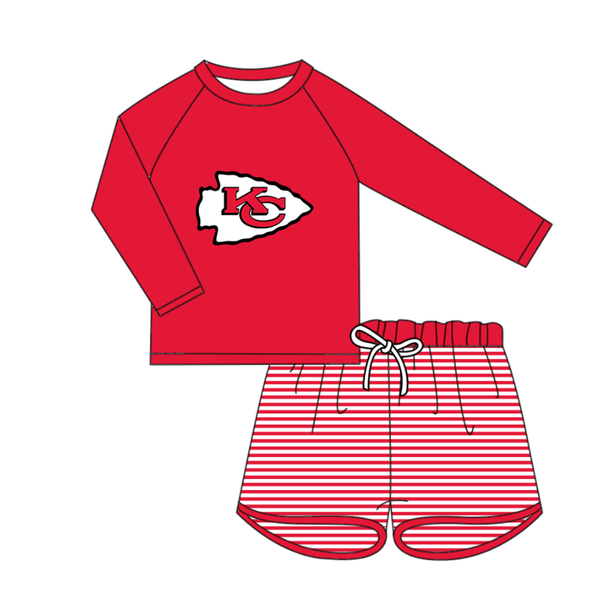 Preorder (moq 5)Baby Kids KC Shirts Top Stripe Shorts Team Clothes Sets
