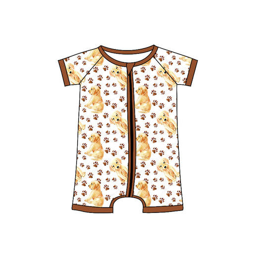 Preorder(moq 5)Baby Infant Boys Paw Cute Dogs Zip Rompers