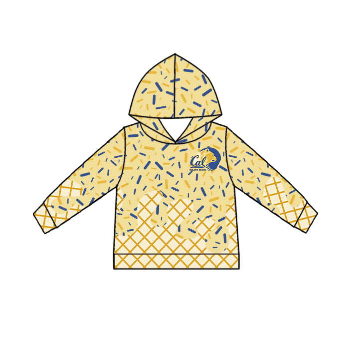 Preorder (moq 5)Baby Boys Yellow Long Sleeves Golden Bears Drip Team Hoodies Top