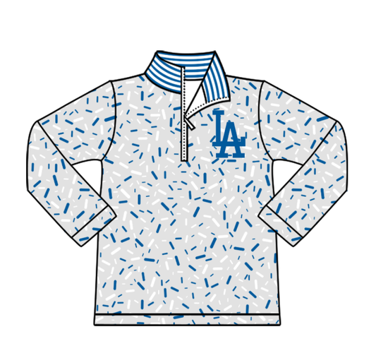 Preorder(moq 8)Baby Boys Grey Sprinkles Zipper LA Team Pullovers Top