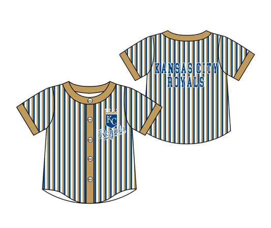 Preorder moq 5 Baby Boys Short Sleeve Kansas City Royals Team Button Stripe Shirts Top