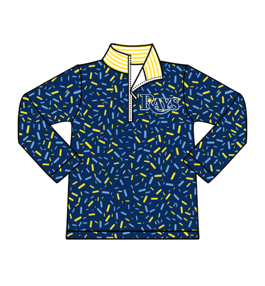 Preorder(moq 8)Baby Boys Navy Sprinkles Zipper Rays Team Pullovers Top