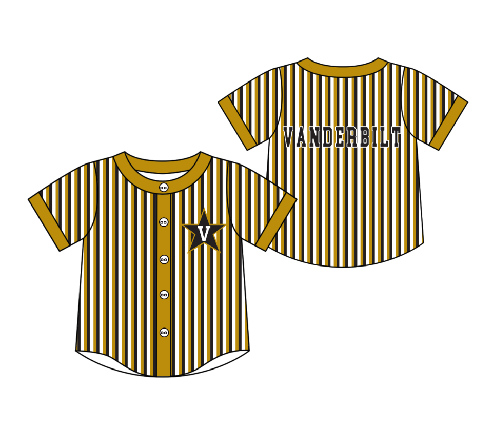 Preorder moq 5 Baby Boys Short Sleeve Vanderbilt Team Button Stripe Shirts Top