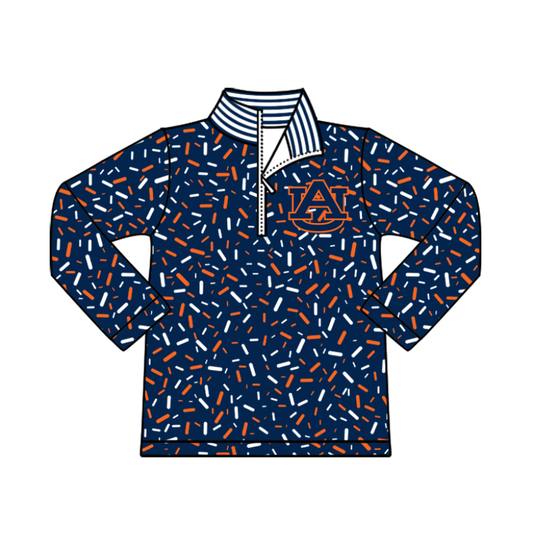 Preorder(moq 8)Baby Boys Navy Sprinkles Zipper AU Team Pullovers Top