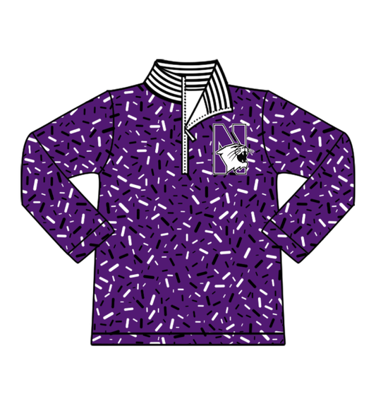 Preorder(moq 8)Baby Boys Purple Sprinkles Zipper N Team Pullovers Top