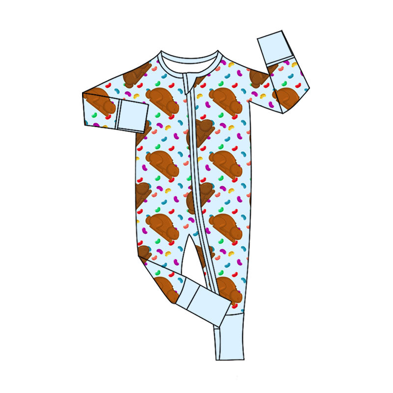 Preorder (moq 5)Baby Boys Colorful Candy Rabbits Easter Two Way Zip Convertible Rompers