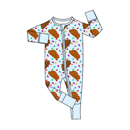 Preorder (moq 5)Baby Boys Colorful Candy Rabbits Easter Two Way Zip Convertible Rompers
