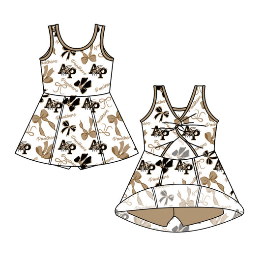 Preorder (moq 5)Baby Girls Sleeveless Bows Team Short Knee Length Dresses