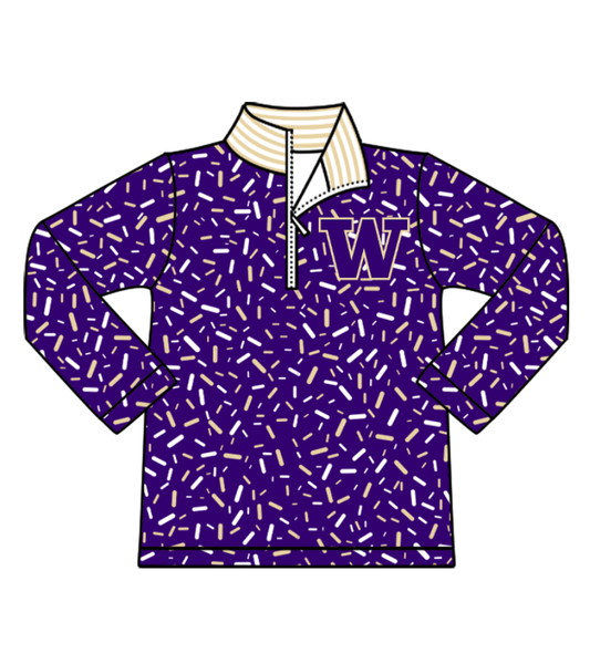 Preorder(moq 8)Baby Boys Purple Sprinkles Zipper W Team Pullovers Top