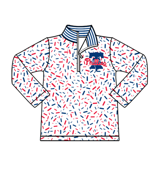 Preorder(moq 8)Baby Boys Sprinkles Zipper Phillies Team Pullovers Top