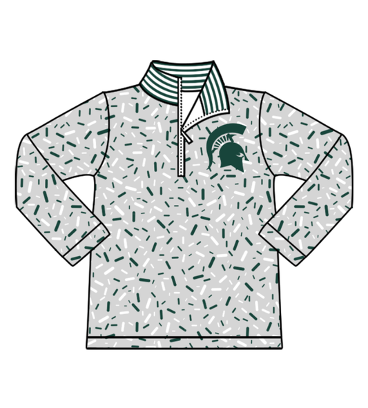 Preorder(moq 8)Baby Boys Gray Sprinkles Zipper Team Pullovers Top