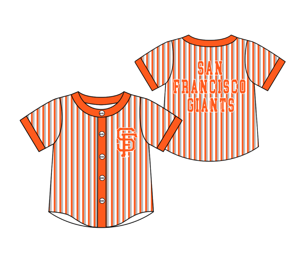 Preorder moq 5 Baby Boys Short Sleeve San Francisco Team Button Stripe Shirts Top