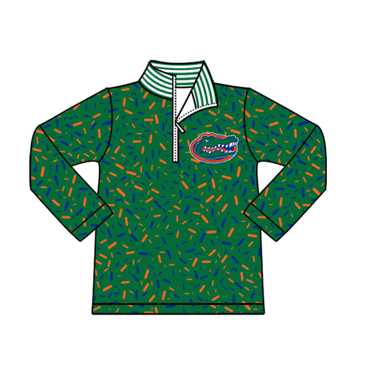 Preorder(moq 8)Baby Boys Green Sprinkles Zipper Crocodiles Team Pullovers Top