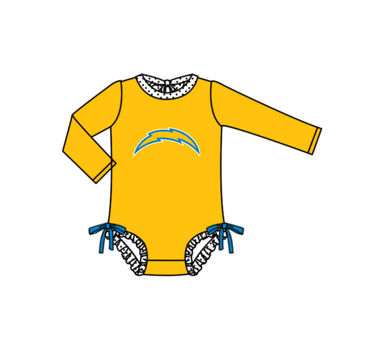 Preorder moq 5 Baby Girls Yellow Fur Long Sleeve Team Swimsuits