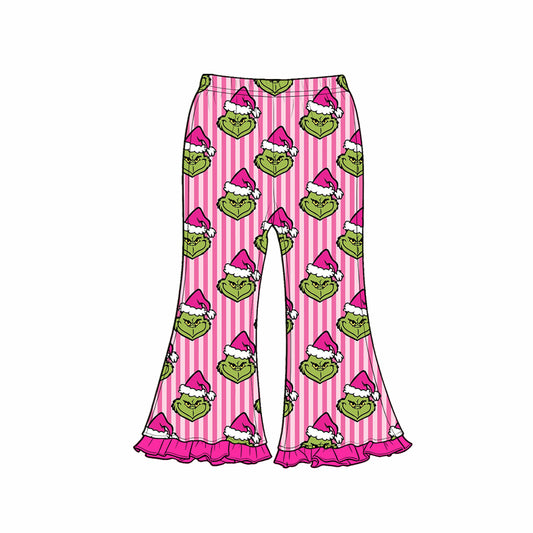 Preorder (moq 5)Baby Girls Pink Stripe Hats Frogs Christmas Flare Pants Bottom