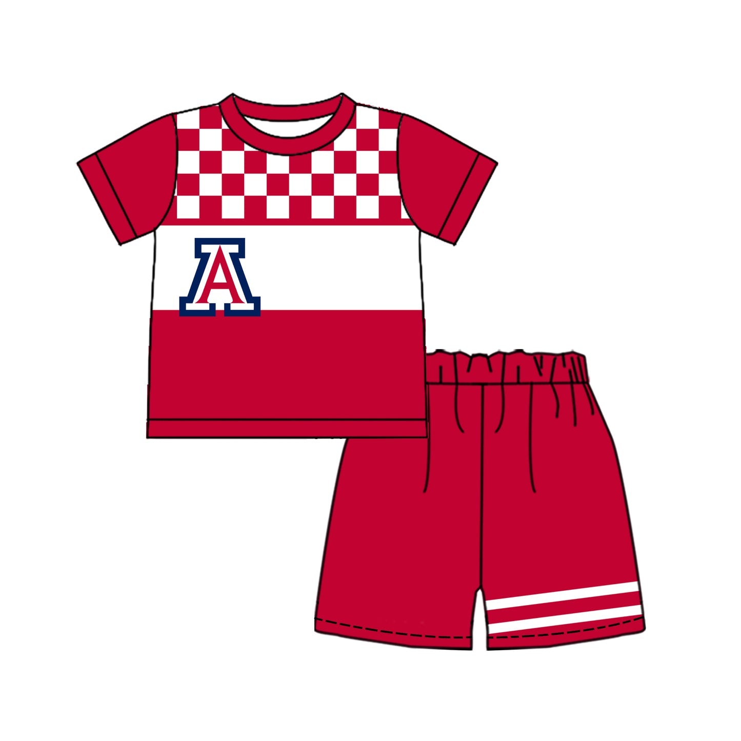 Preorder (moq 5)Baby Boys Red Checked A Shirt Top Short Team Clothes Sets