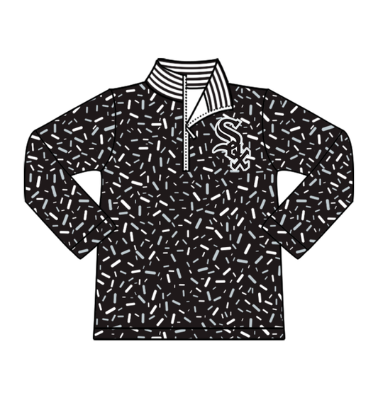 Preorder(moq 8)Baby Boys Black Sprinkles Zipper Sox Team Pullovers Top